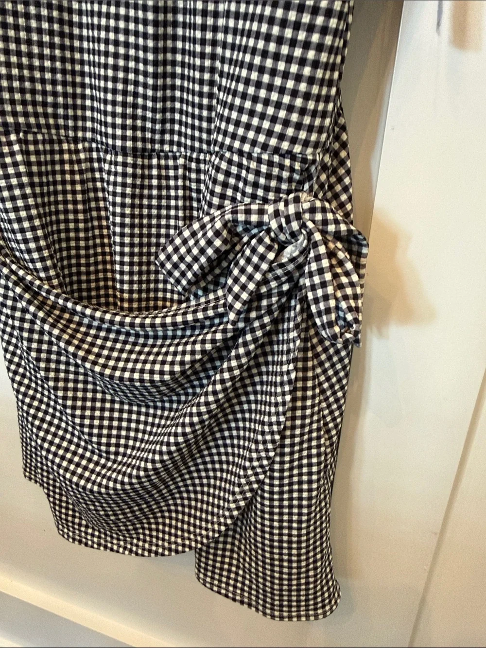 Black & White Gingham Tie-Side Swim Dress - Picture 3 of 5